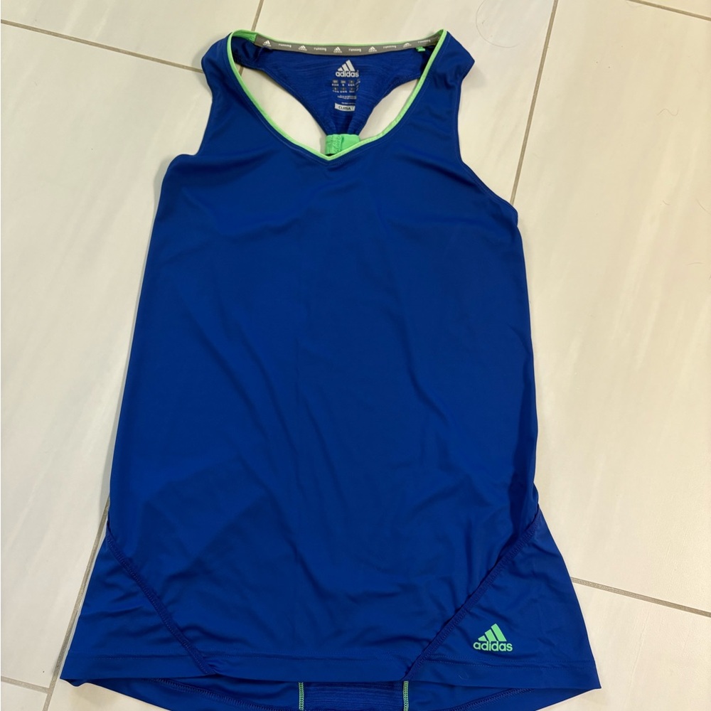 Adidas Blue and Green Climalite running Tank